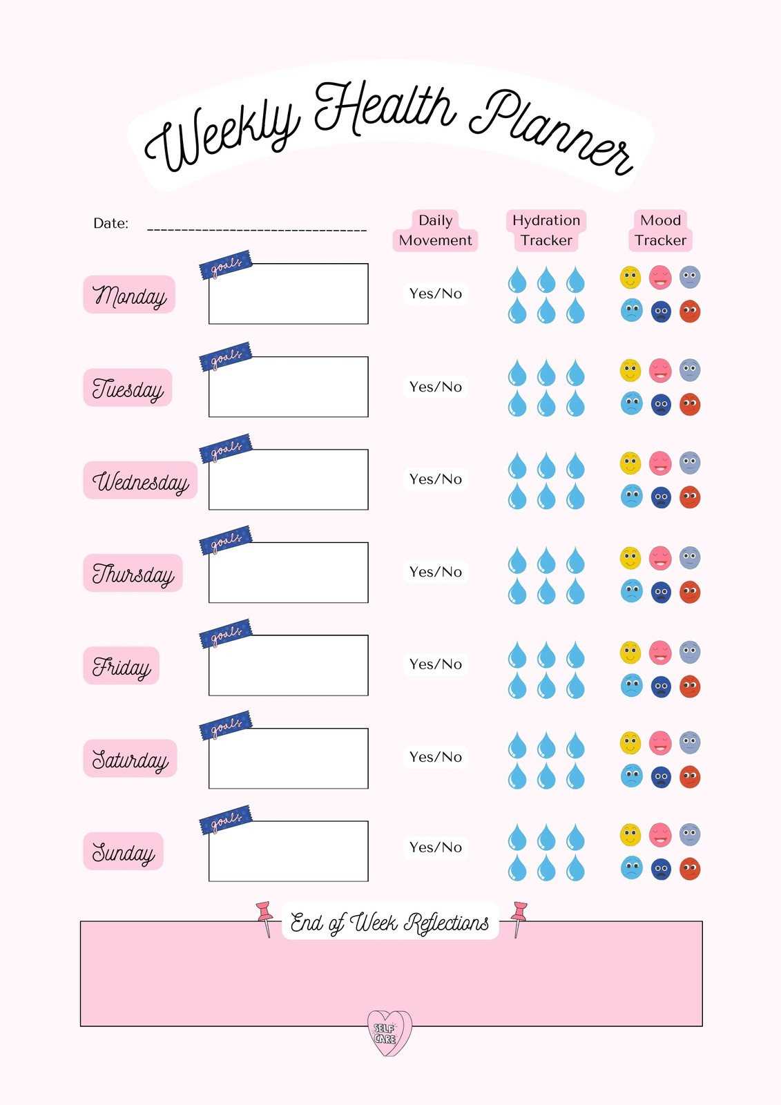 health calendar template