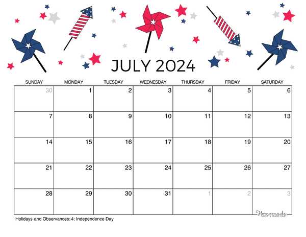 july calendar template editable