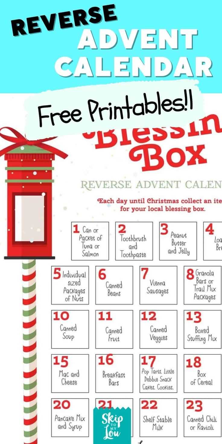 reverse advent calendar template