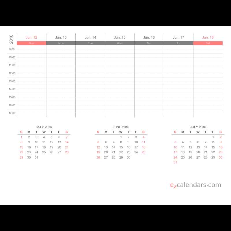 6 week calendar template