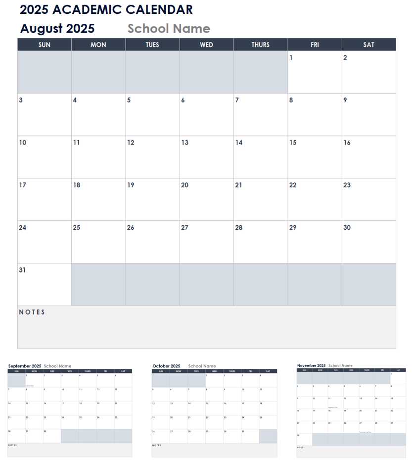 large format calendar template