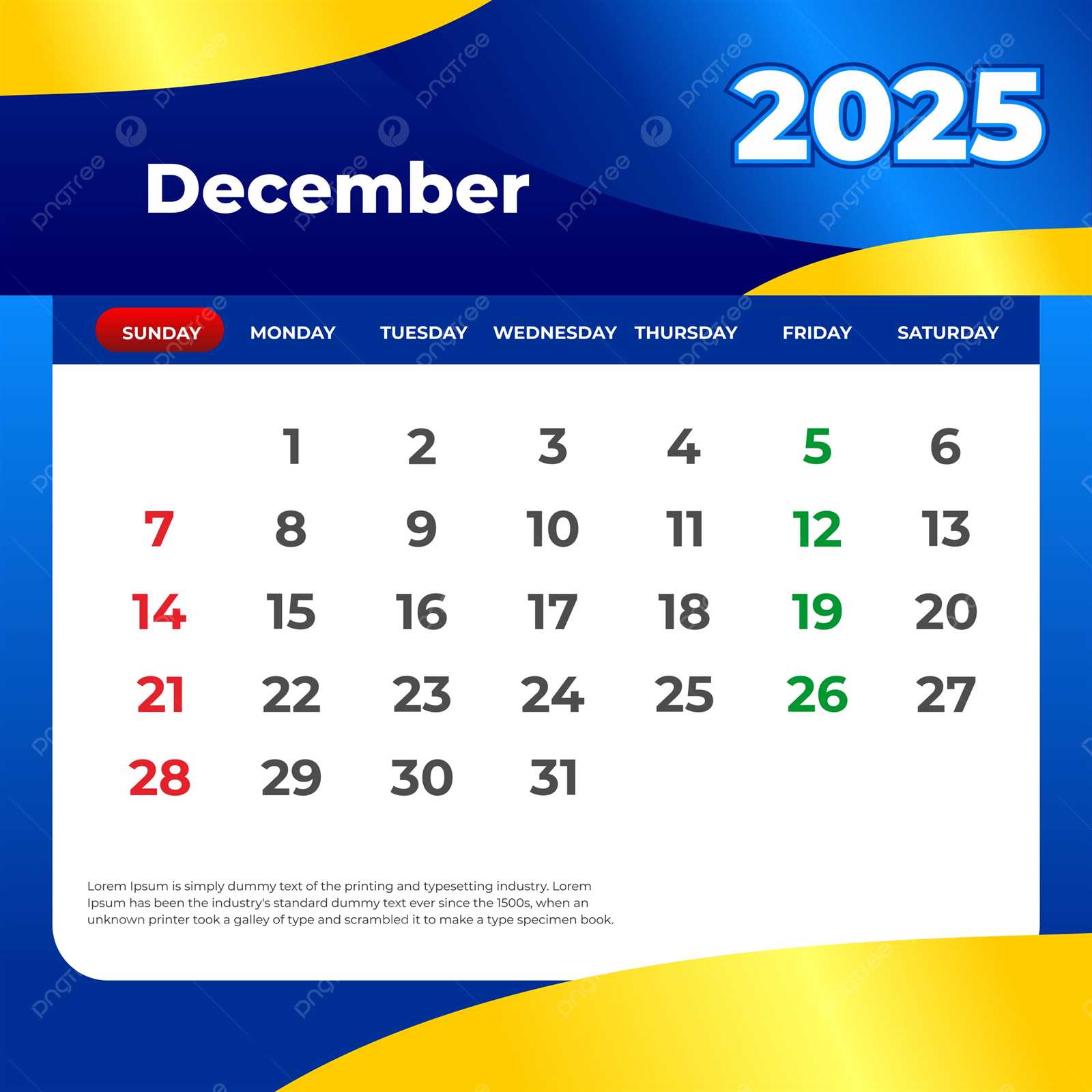 calendar template december 2025 printable