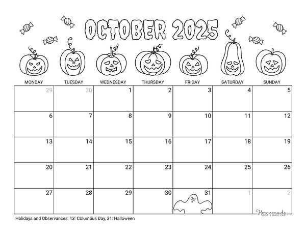 oct 2025 calendar template