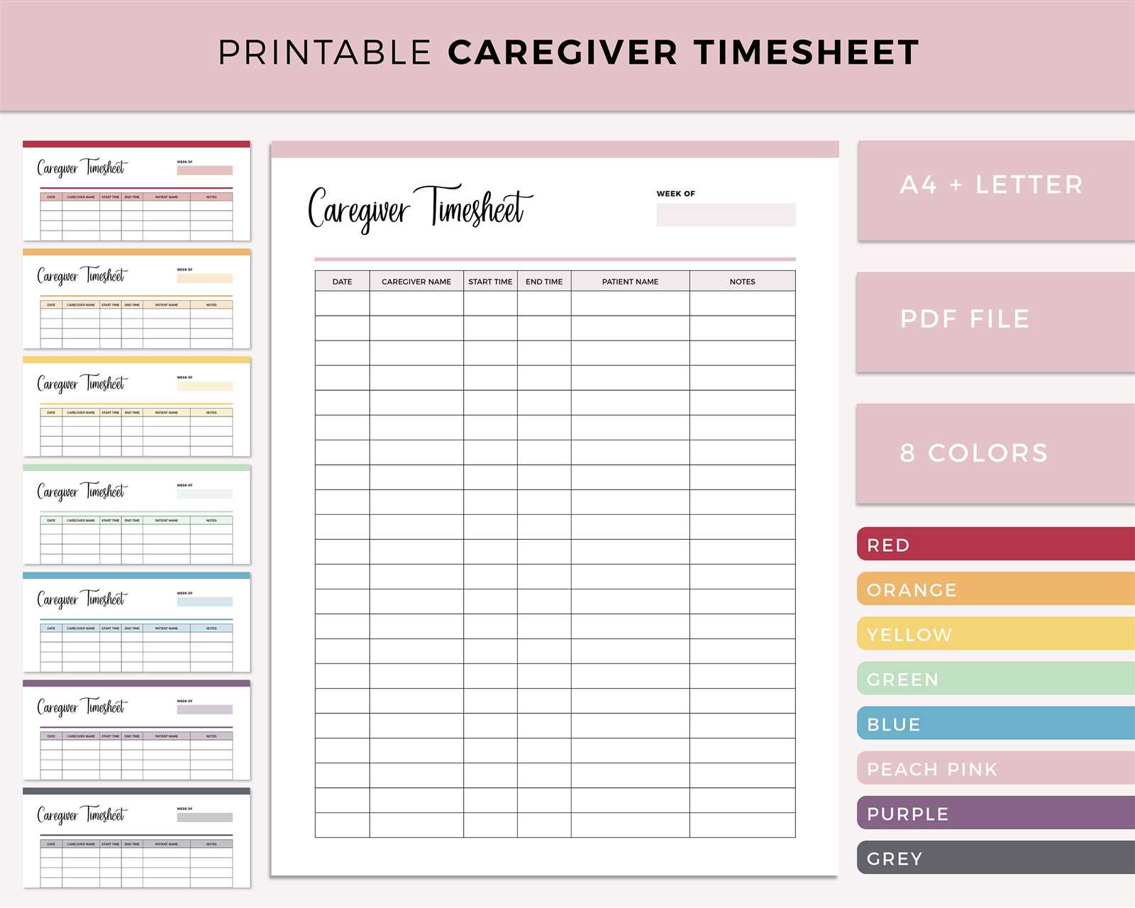 caregiver calendar template