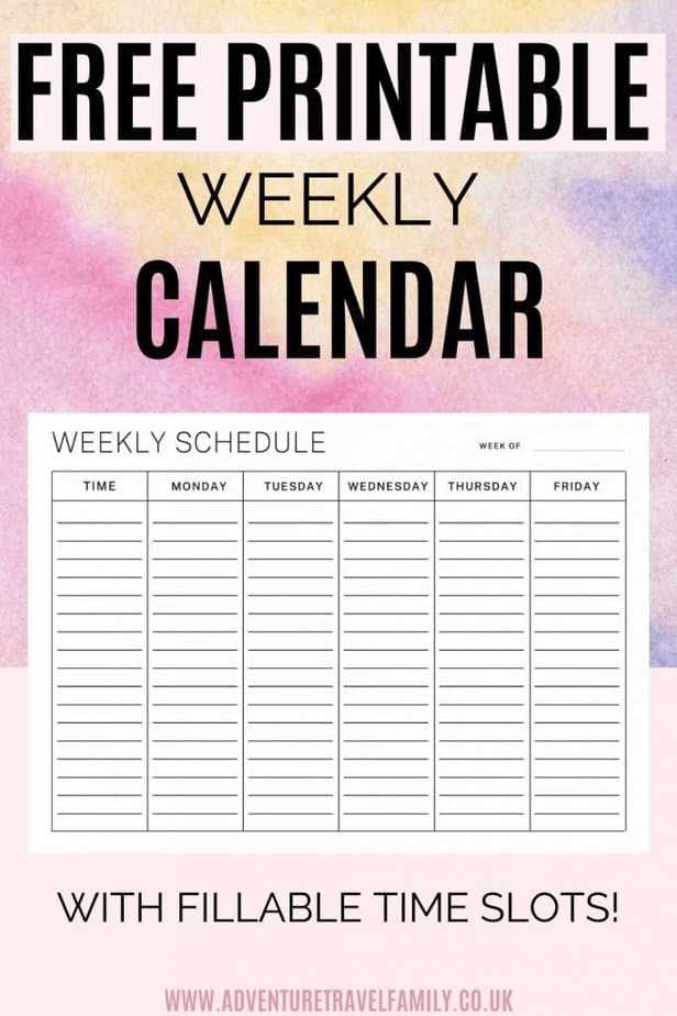 calendar template with time slots