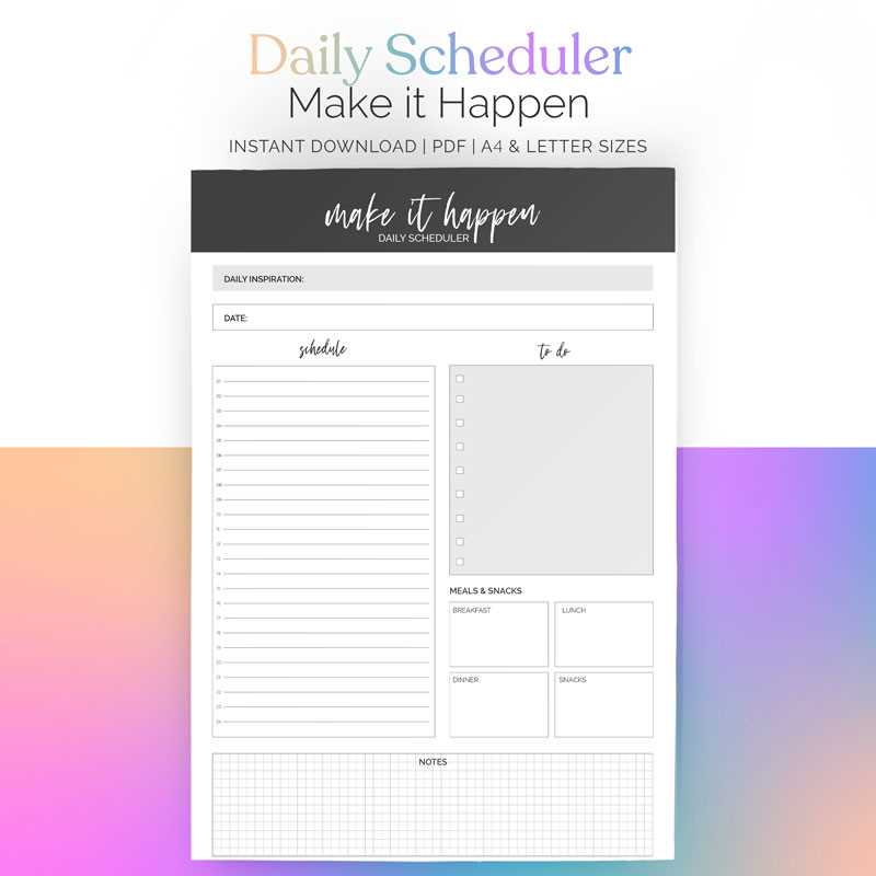 daily agenda calendar template