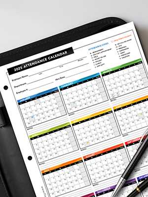 employee attendance calendar 2025 template