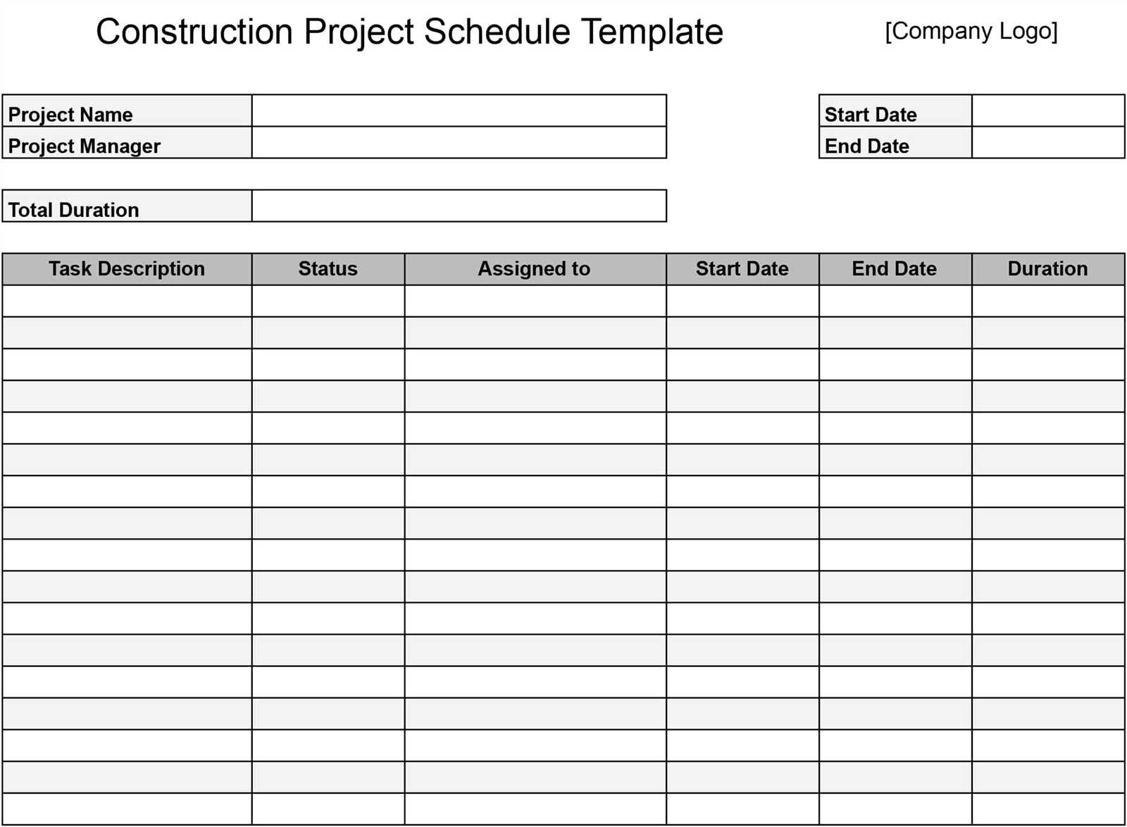 construction calendar template