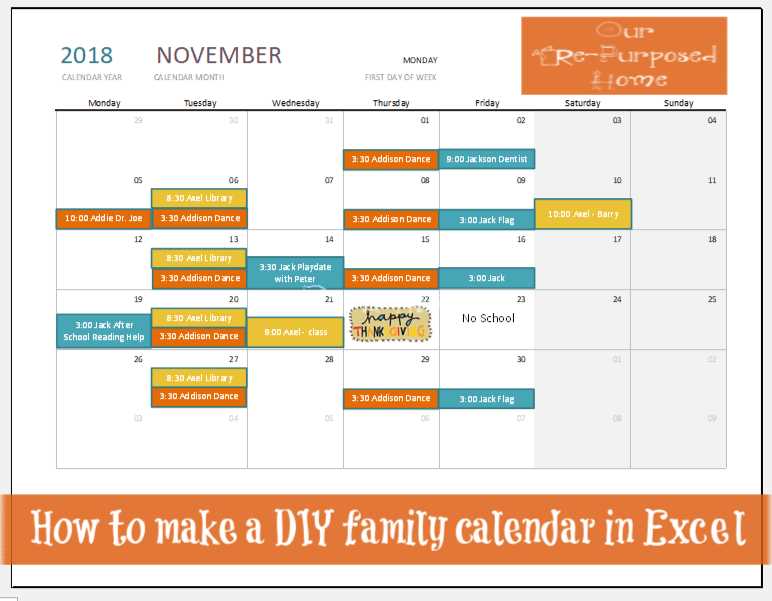 calendar of activity template
