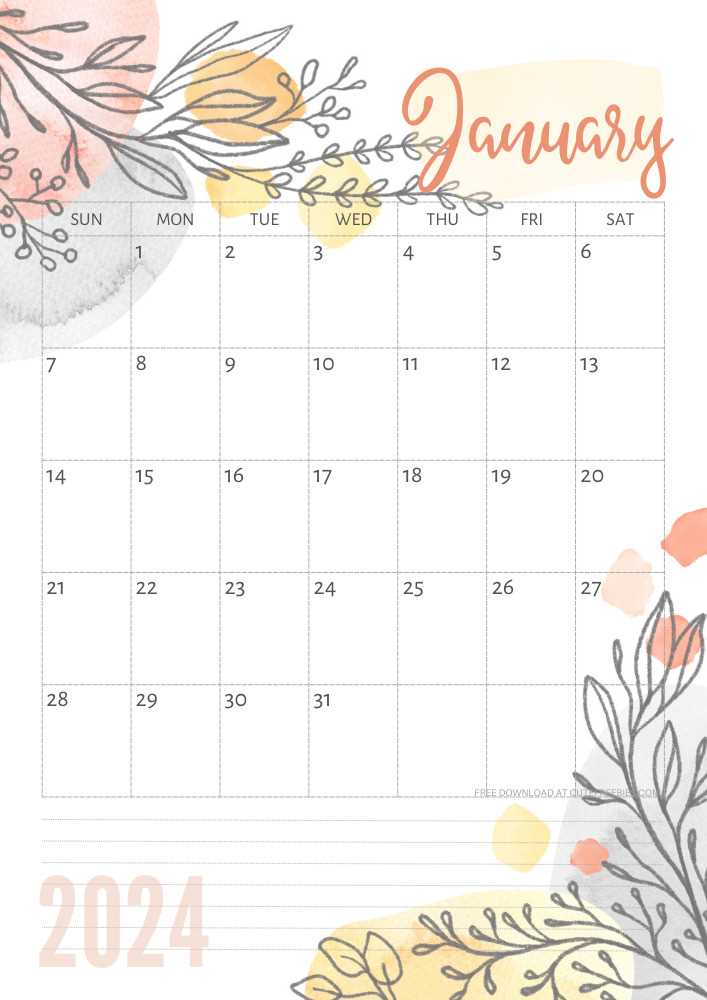 monthly free calendar template