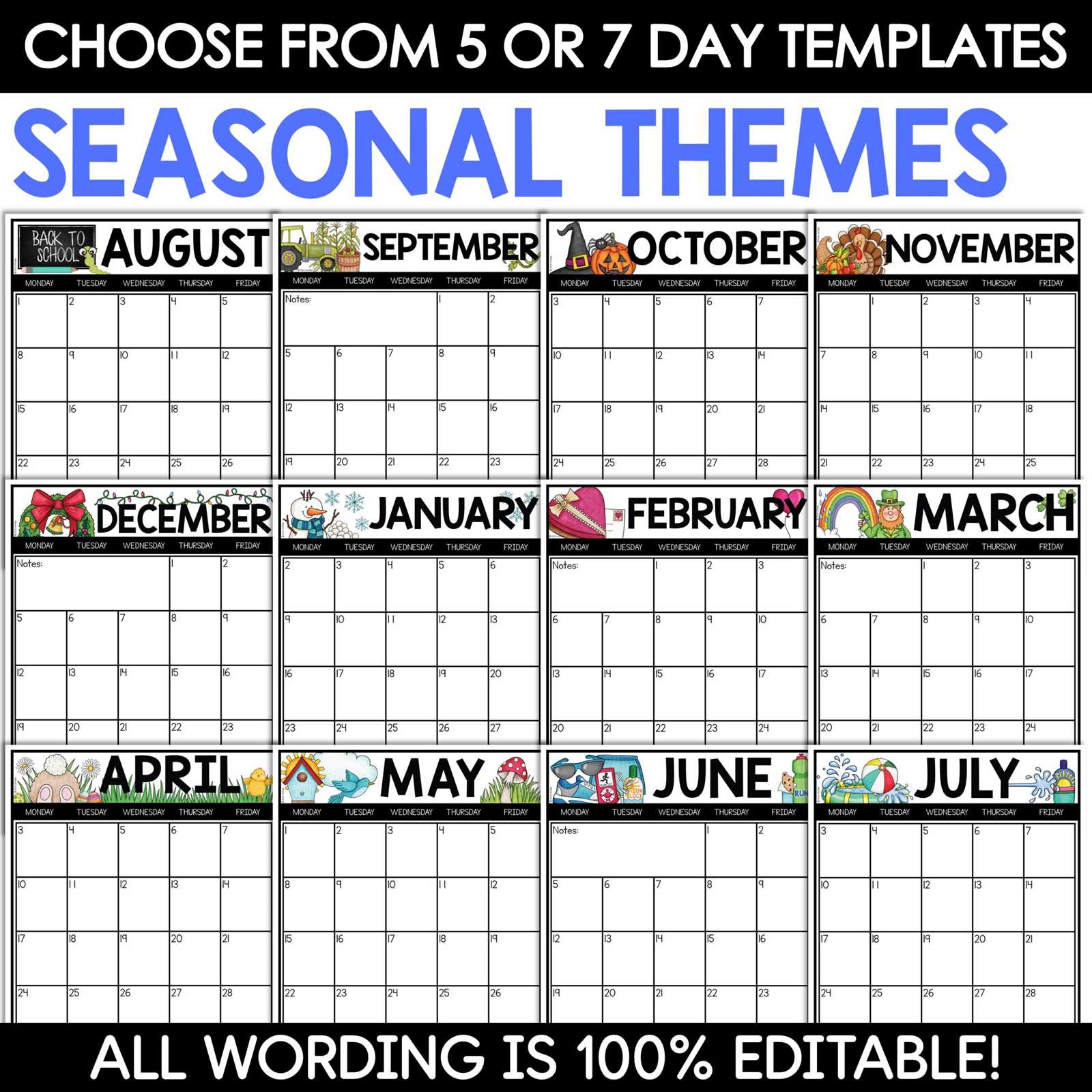 calendar template editable 2025