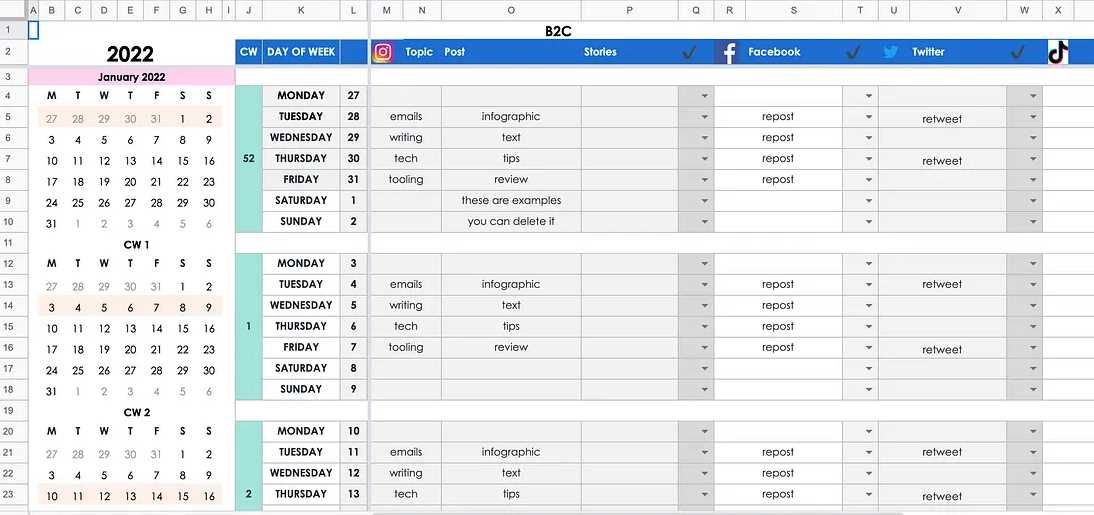 email marketing calendar template