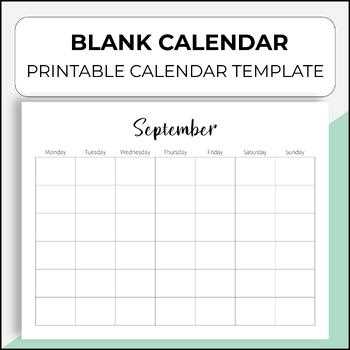 calendar month template printable