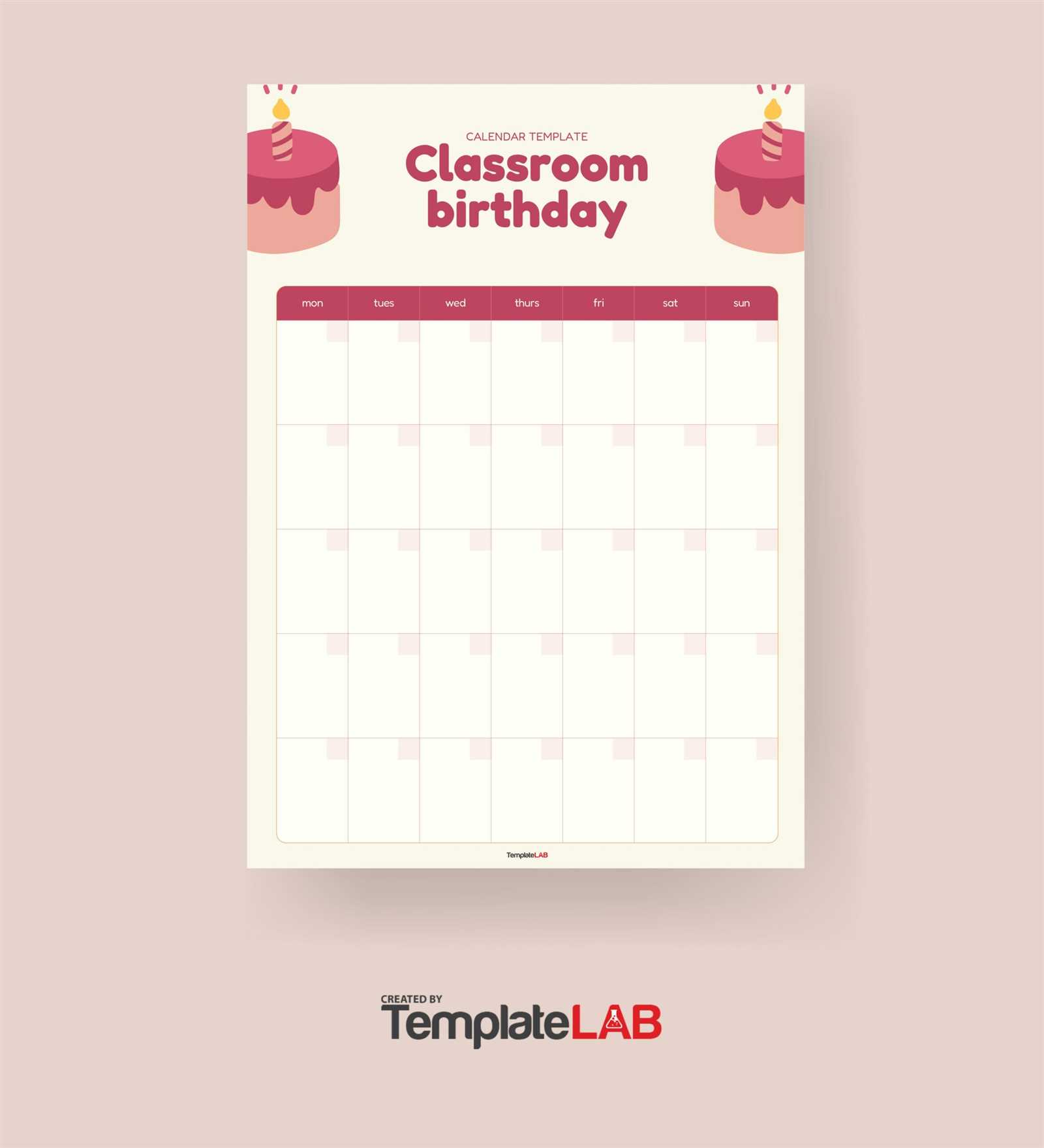 editable printable birthday calendar template