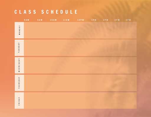 class schedule calendar template