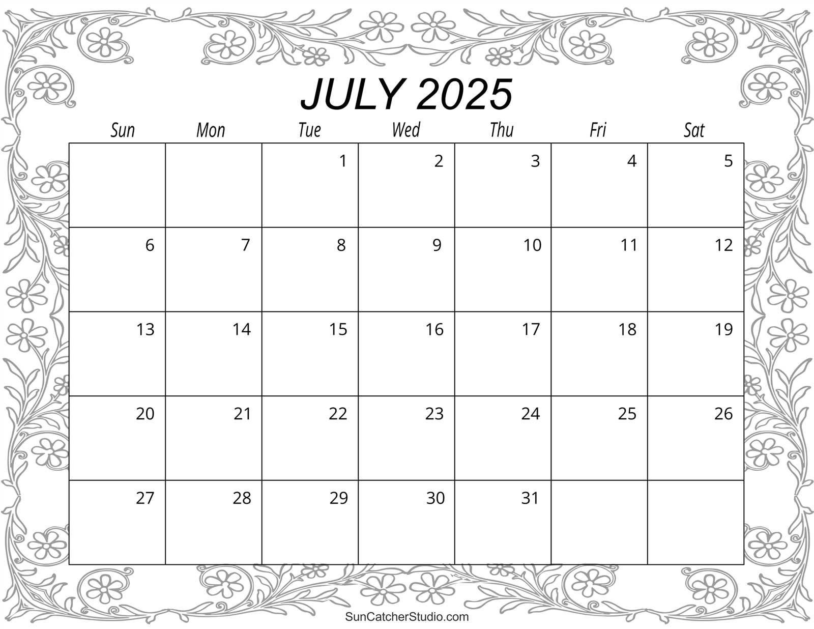 july 2025 calendar templates