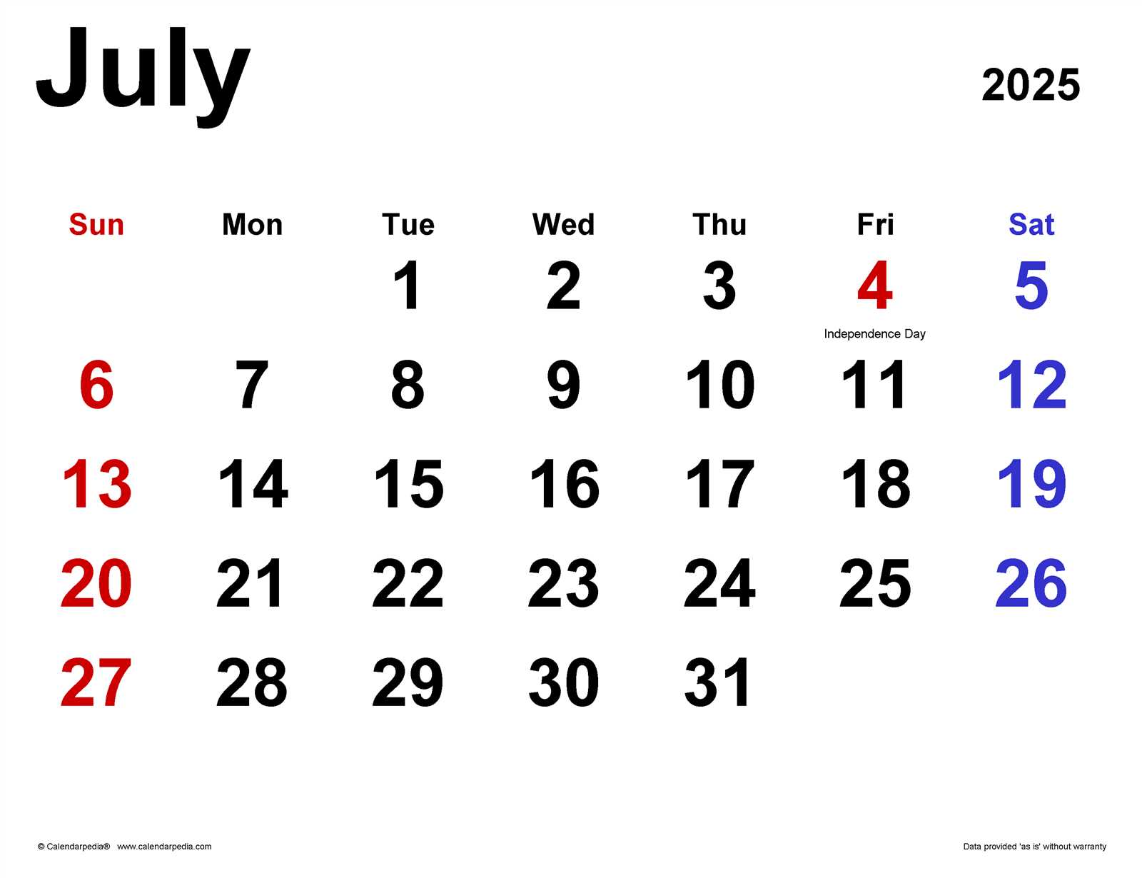 july 2025 template calendar