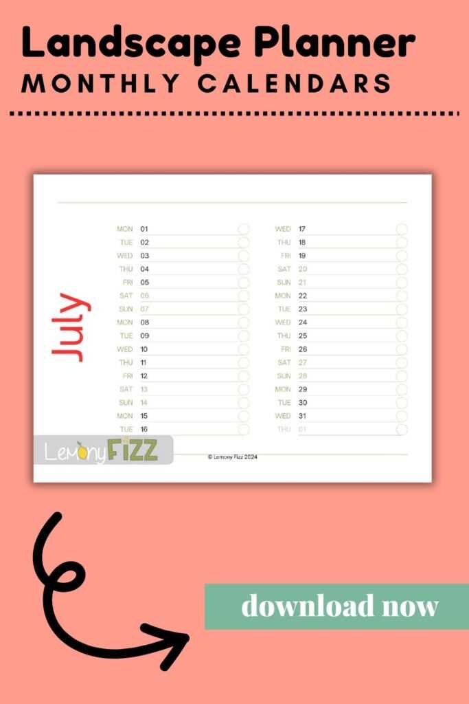 july calendar template printable