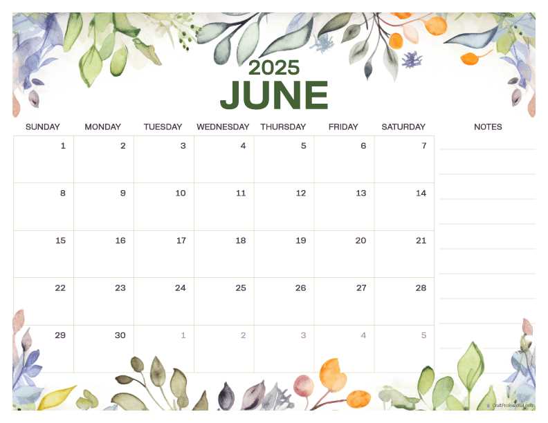 june 2025 blank calendar template