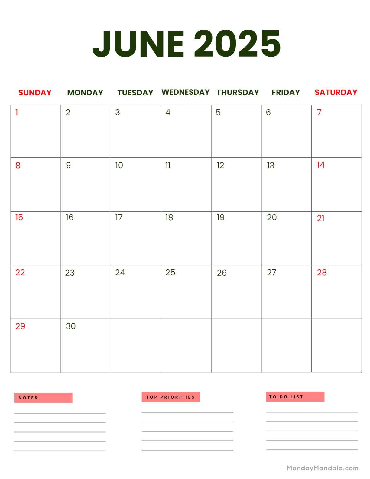 june 2025 free calendar template