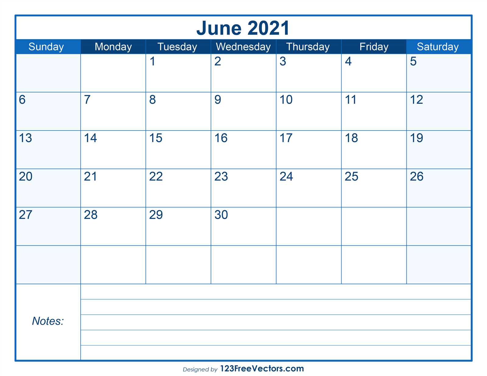 june blank calendar template