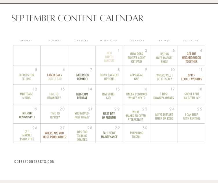 real estate calendar template