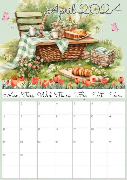 printable april calendar template