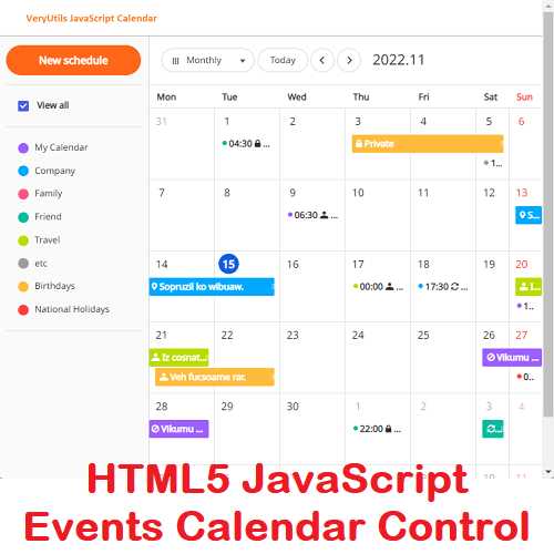 html5 calendar template