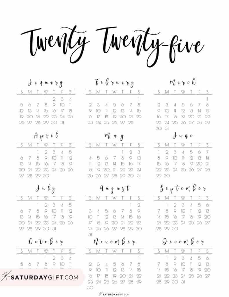 2025 printable calendar template free