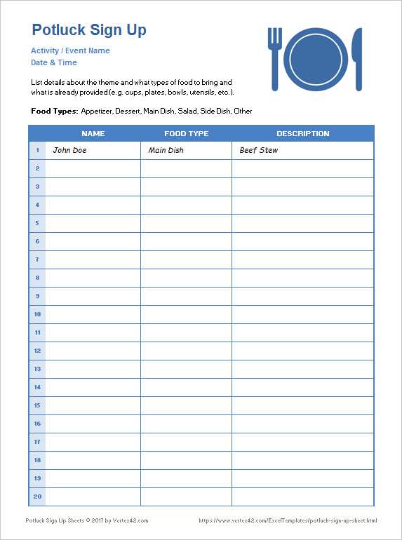 sign up sheet calendar template