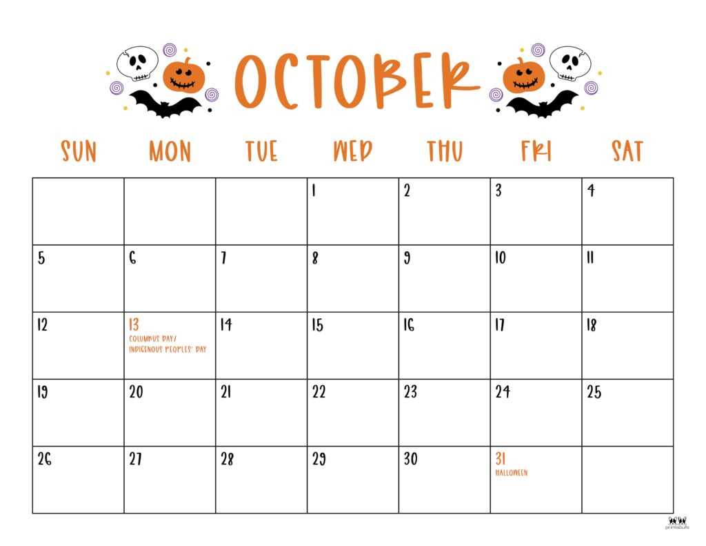 blank calendar template october 2025 printable