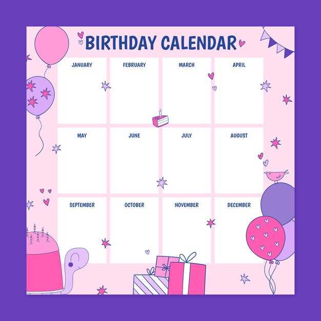 office birthday calendar template free