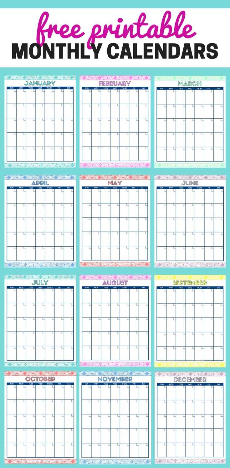 any year monthly calendar template