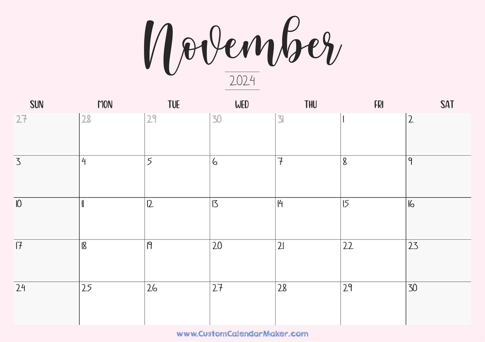 cute november calendar template