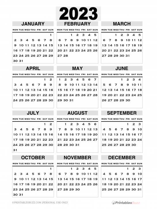 year at a glance calendar template