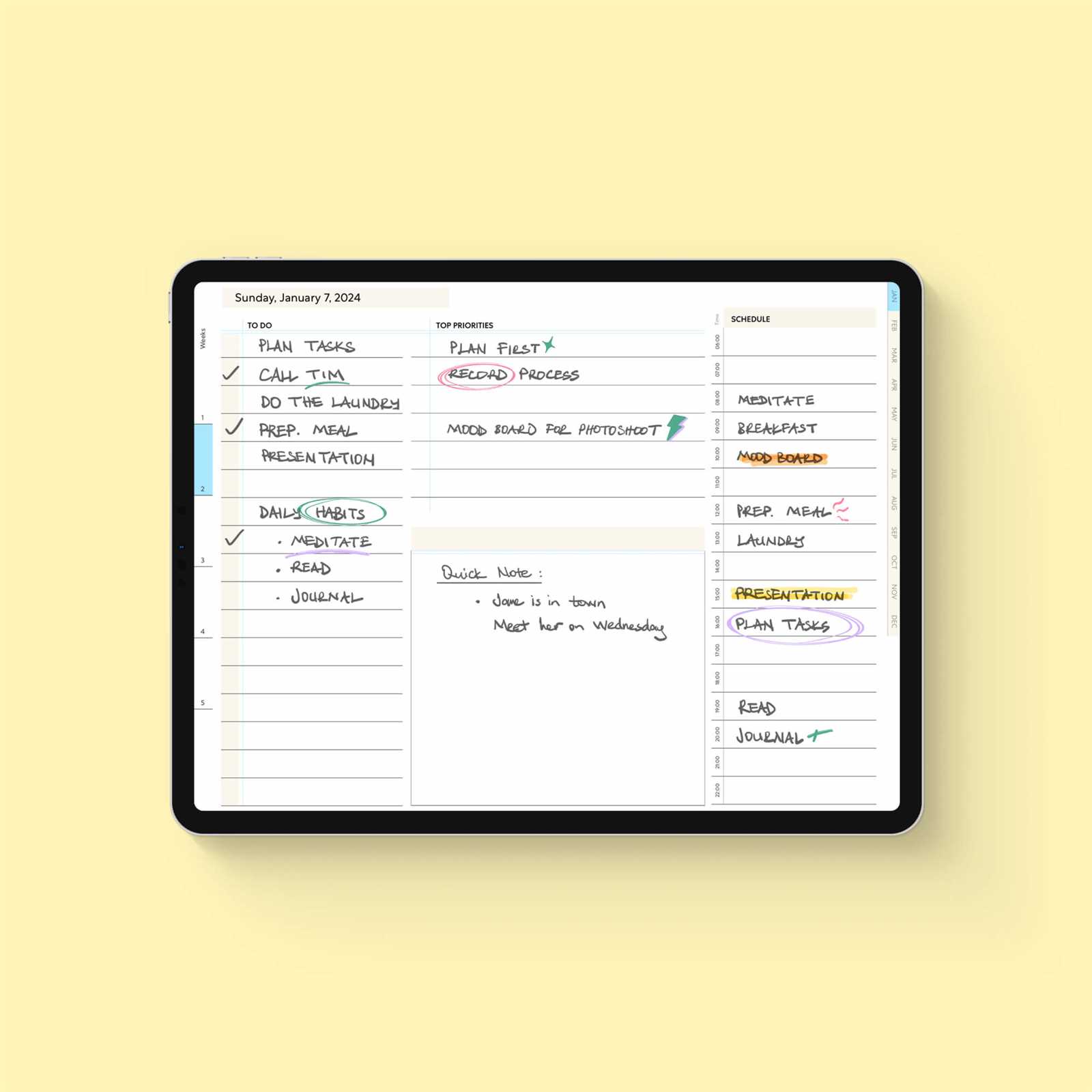 calendar template procreate