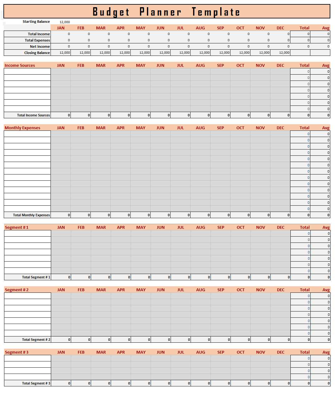 expense calendar template