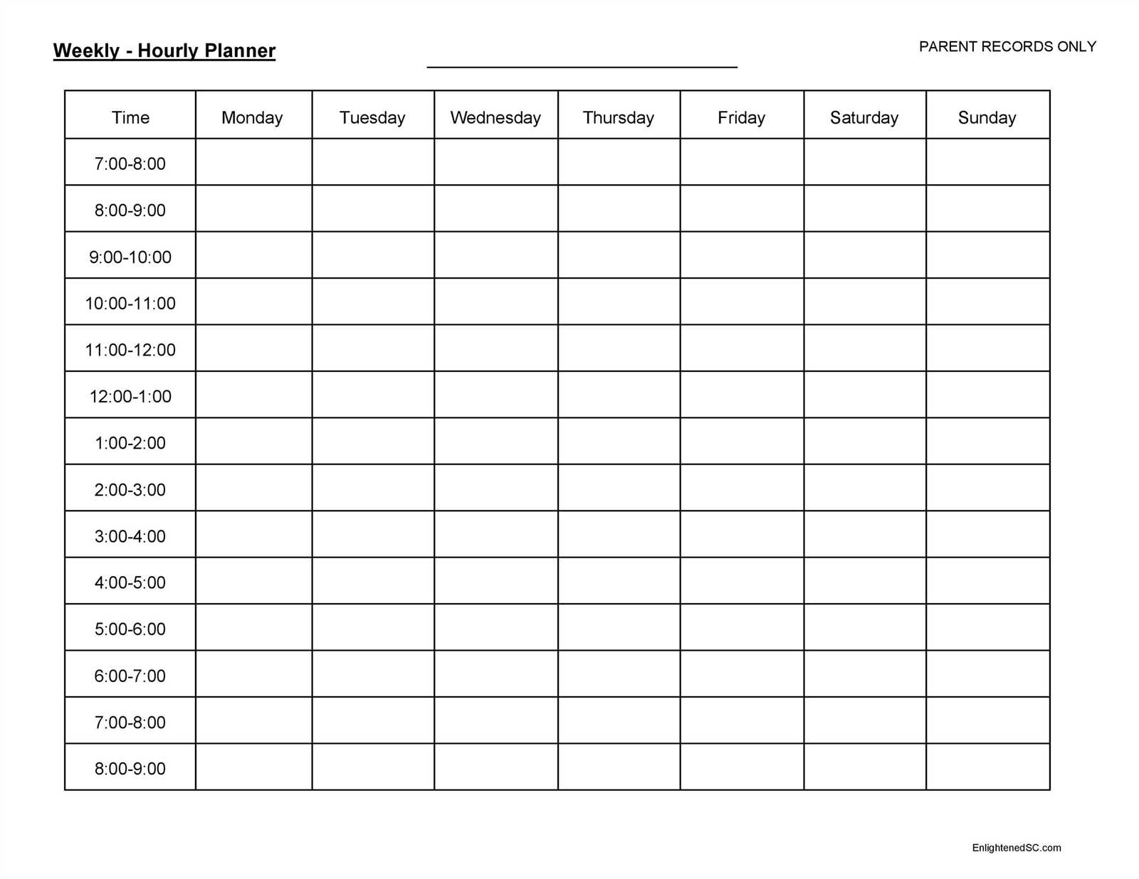 5 day work week calendar template