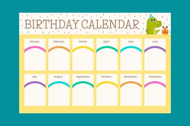 cute birthday calendar template