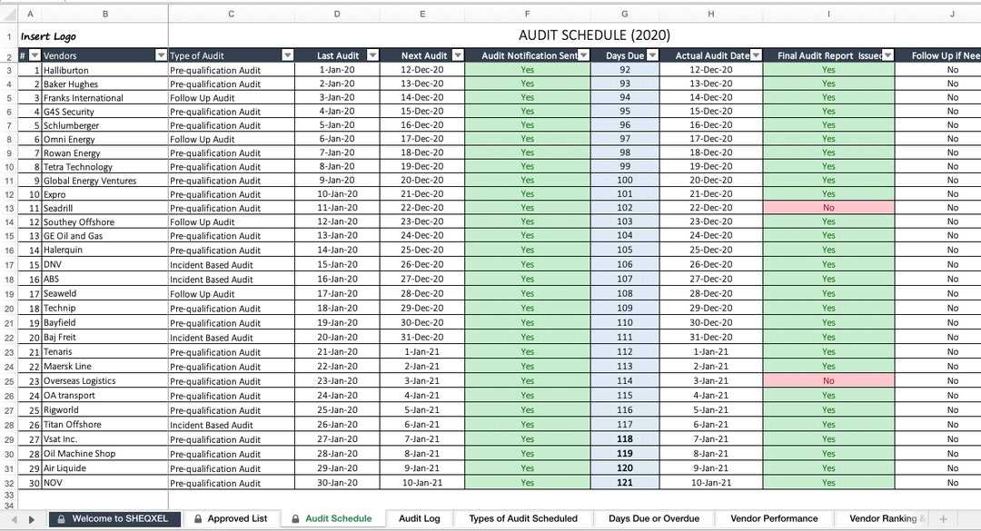 audit calendar template