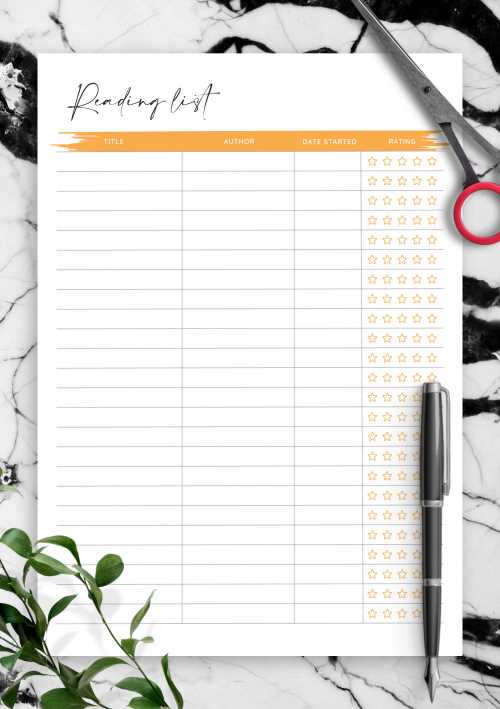 reading log calendar template