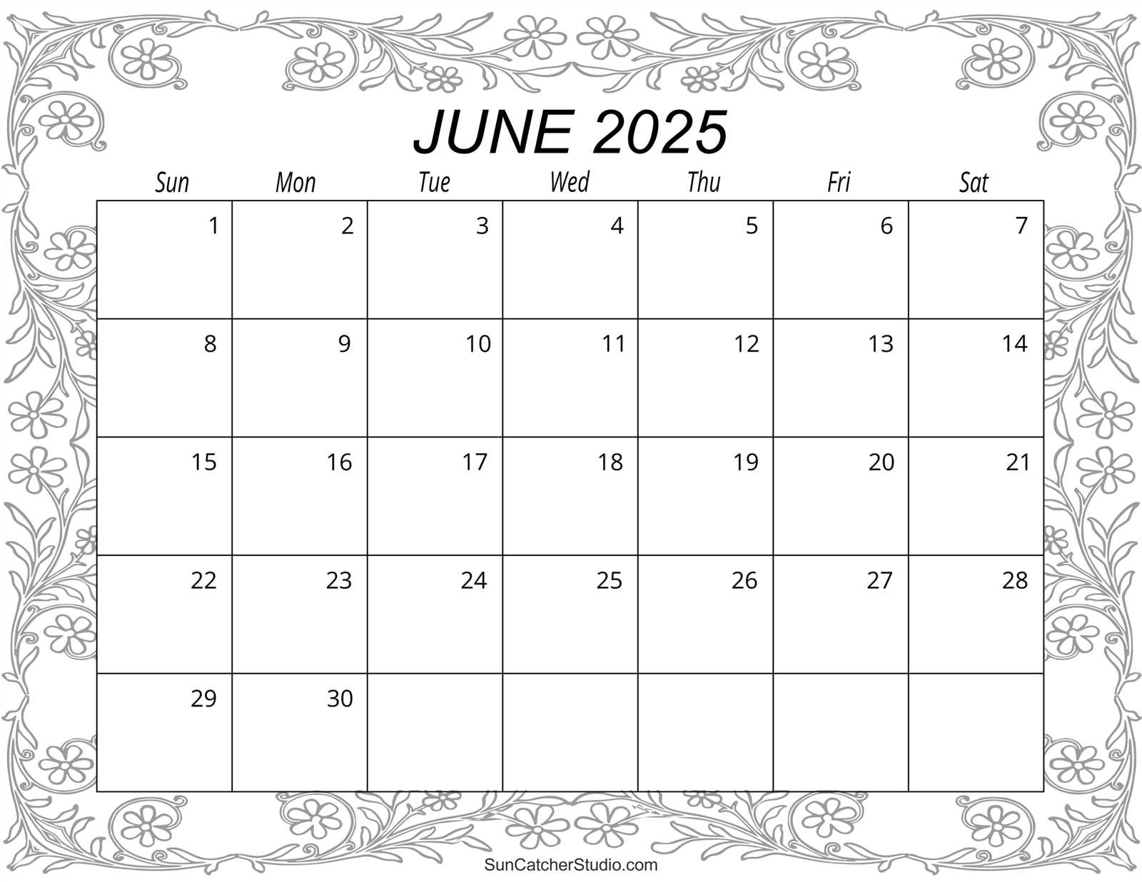 june 2025 blank calendar template