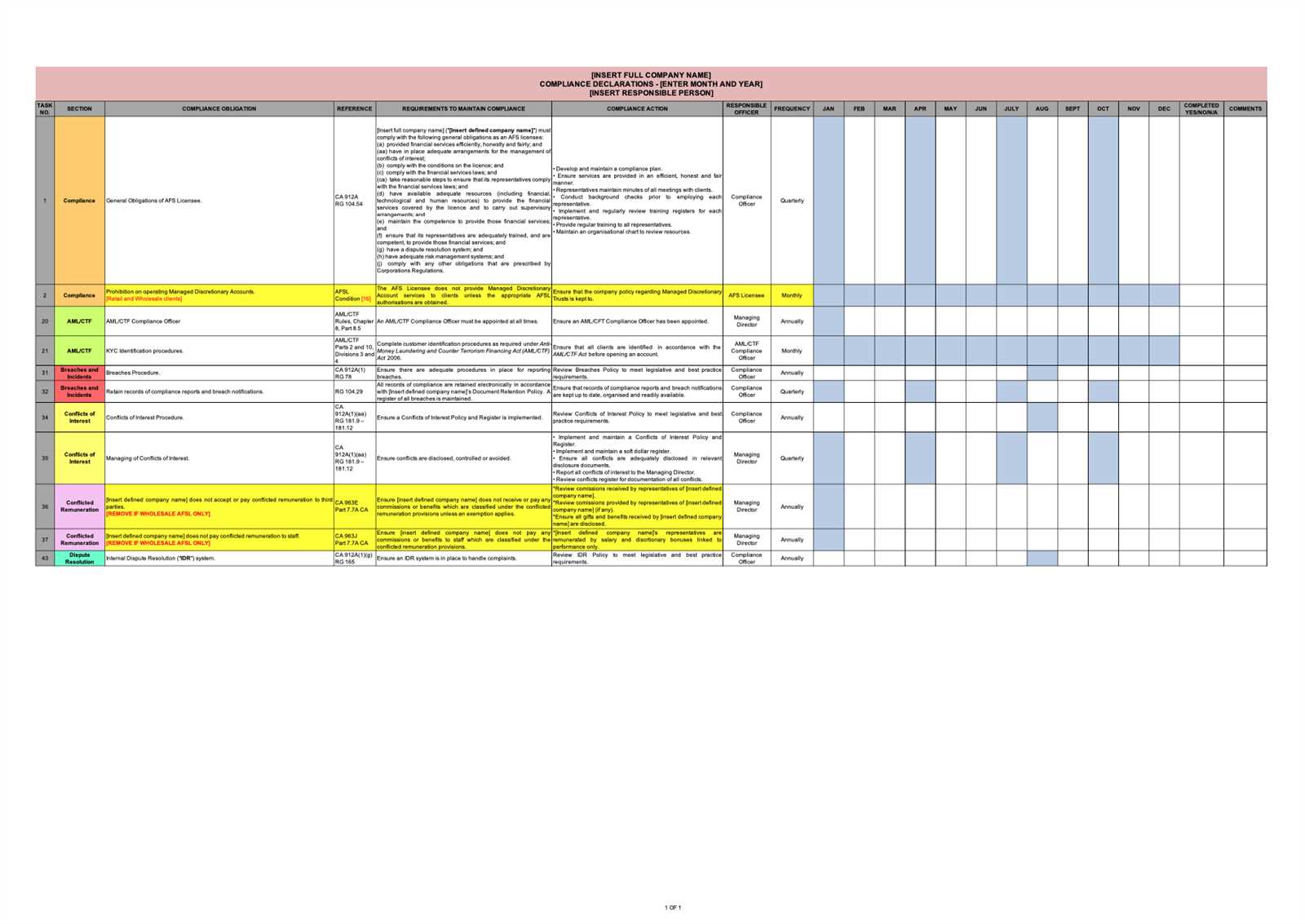 environmental compliance calendar template