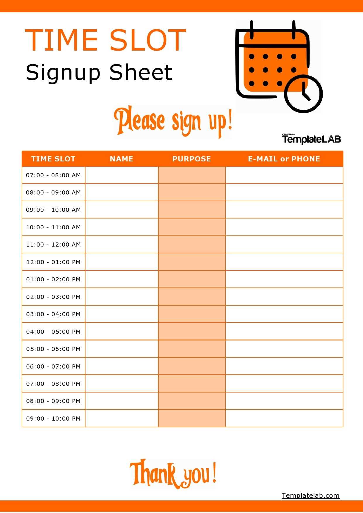 sign up sheet calendar template