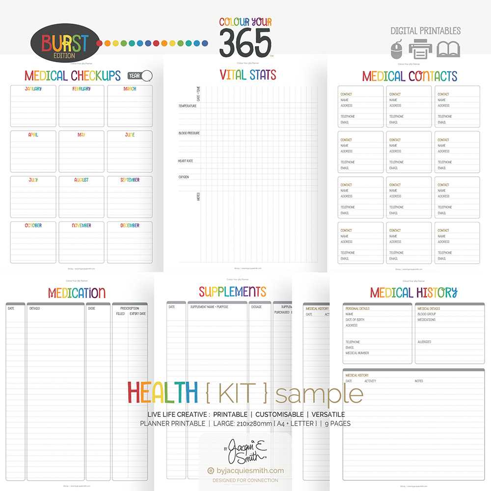 health calendar template