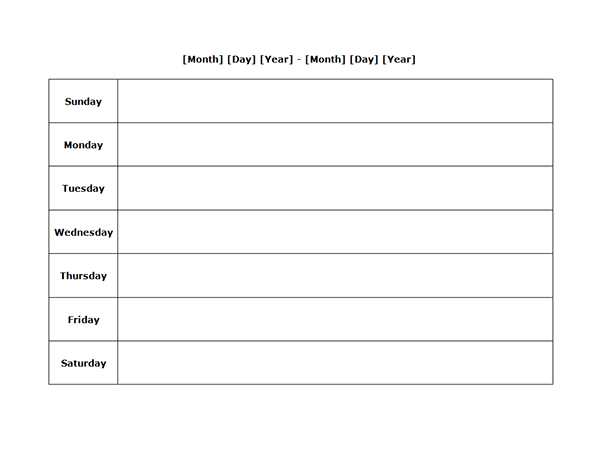 weekly calendar template horizontal