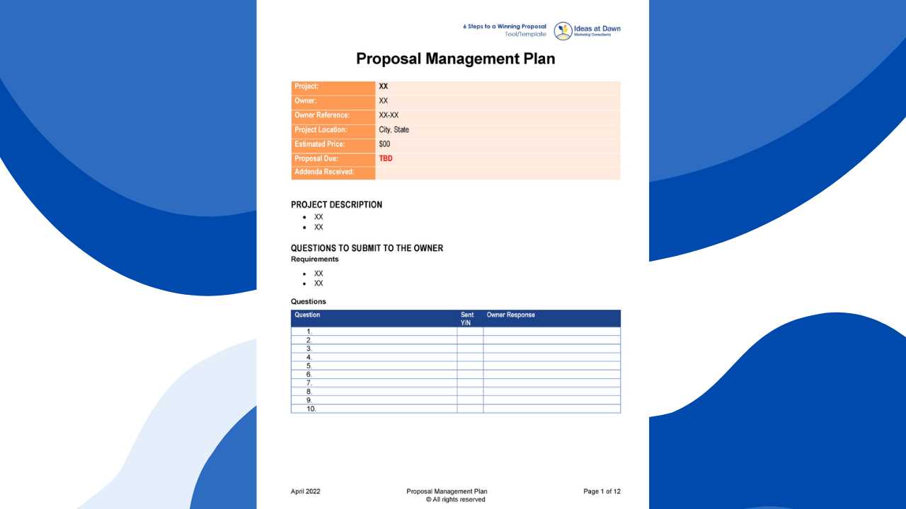 proposal calendar template