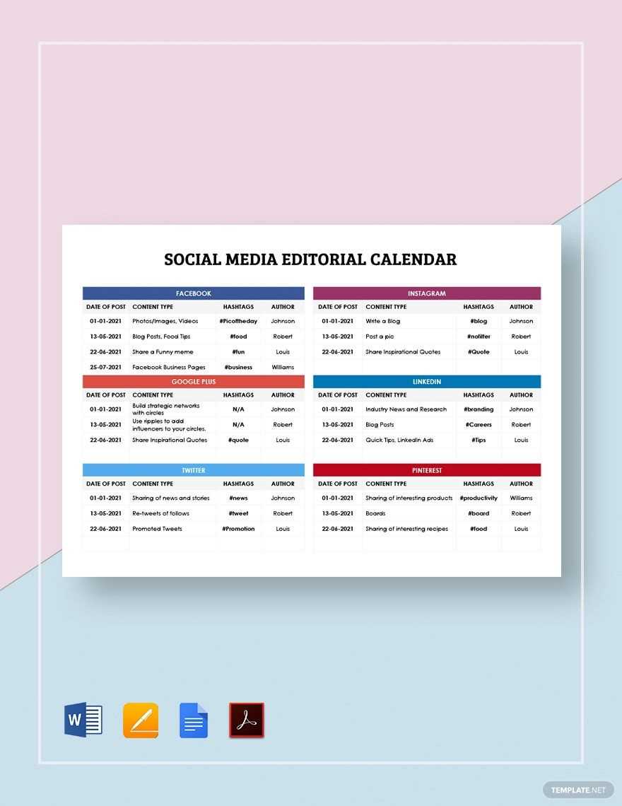 instagram editorial calendar template