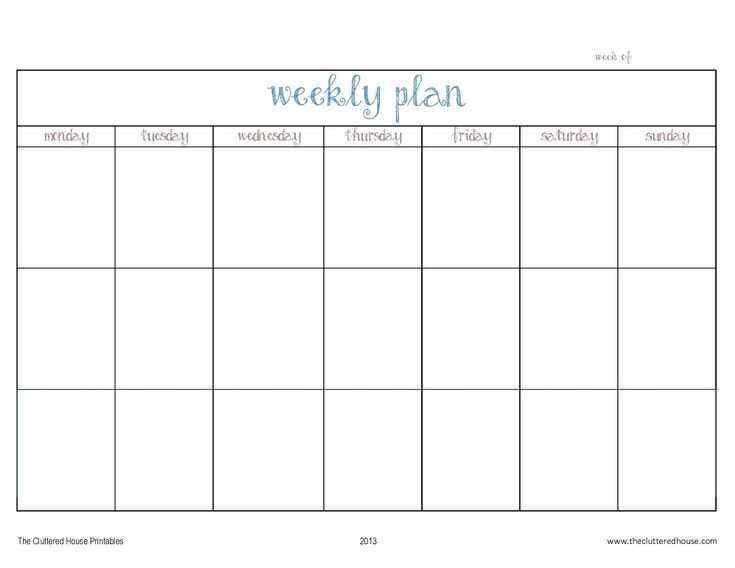 calendar monday to friday template