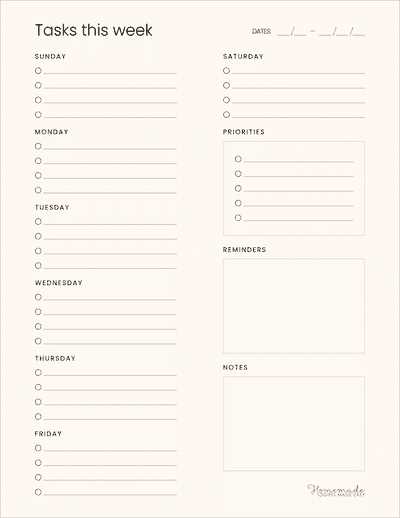 calendar task list template